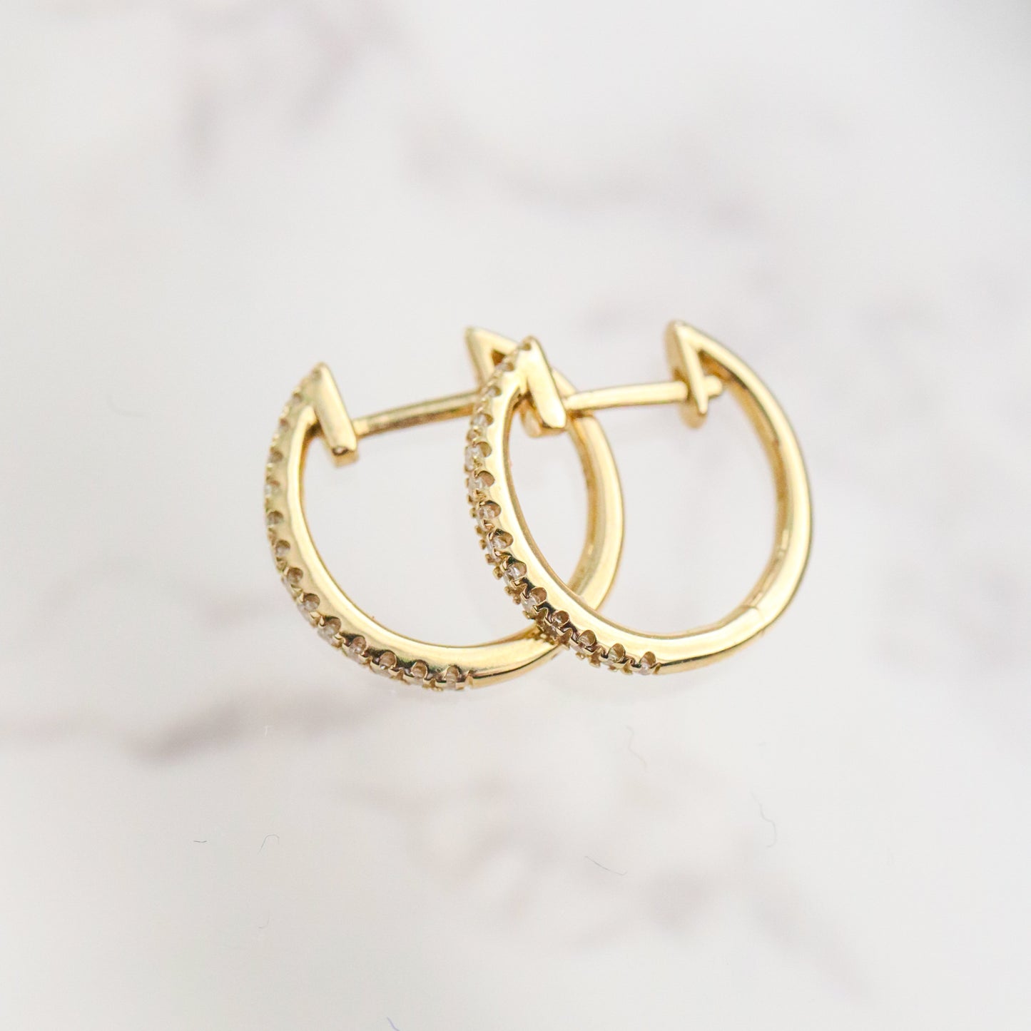 10k Yellow Gold Pavé Diamond Huggies