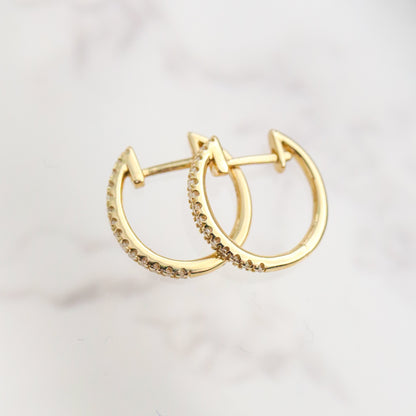 10k Yellow Gold Pavé Diamond Huggies