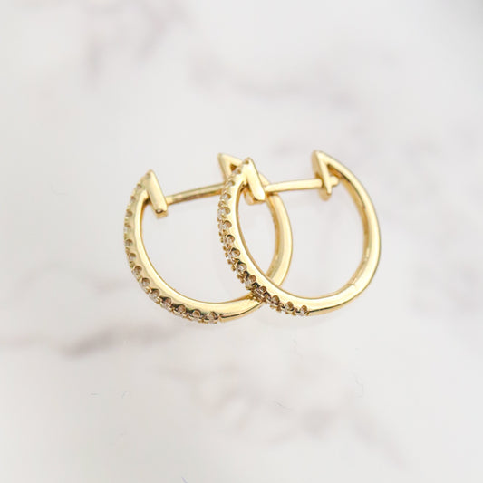 10k Yellow Gold Pavé Diamond Huggies