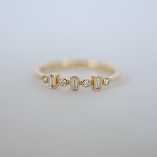 Baguette and Round Diamond Stacking Ring