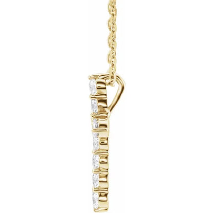 14K Yellow Gold .25 CTW Natural Diamond Cross 16"-18" Necklace