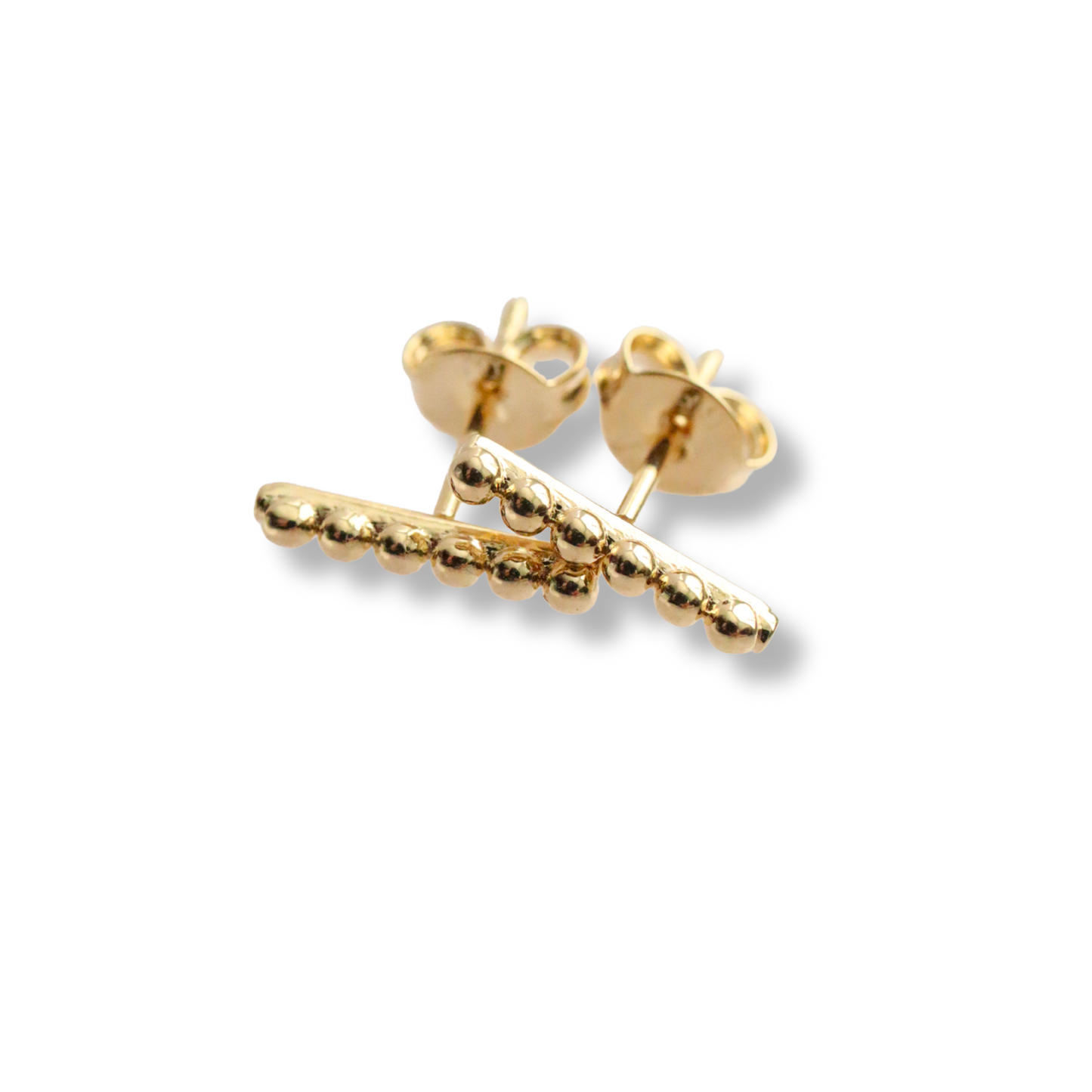 18k Gold Filled Beaded Bar Stud Earrings