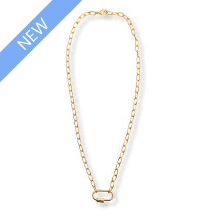 18k Gold Plated Carabiner Charm Holder Necklace