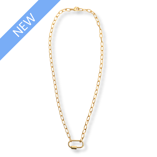 18k Gold Plated Carabiner Charm Holder Necklace