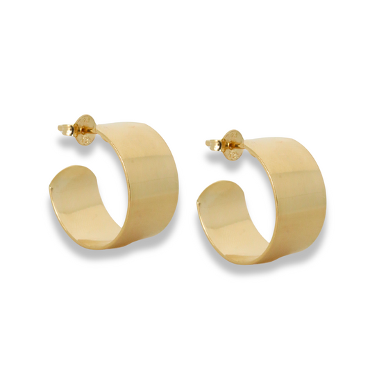 18k Gold Filled Wide Half Circle Hoops