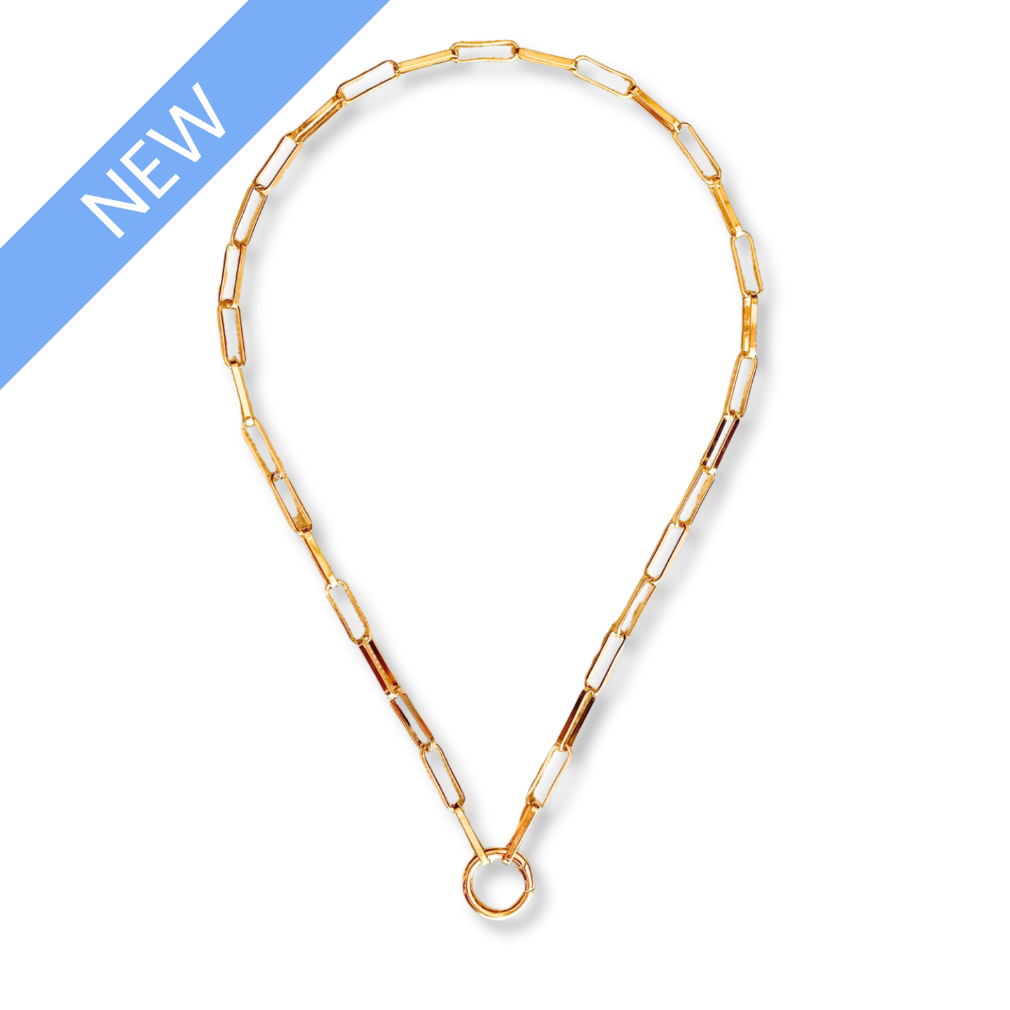 18k Gold Filled Carabiner Clasp Paperclip Chain Necklace