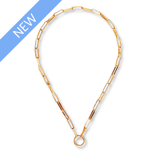 18k Gold Filled Carabiner Clasp Paperclip Chain Necklace