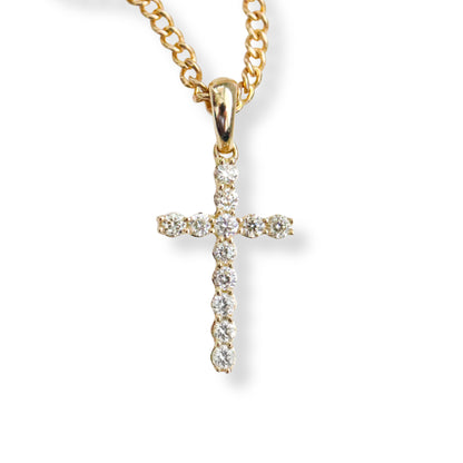 14k Gold and Diamond Cross Pendant