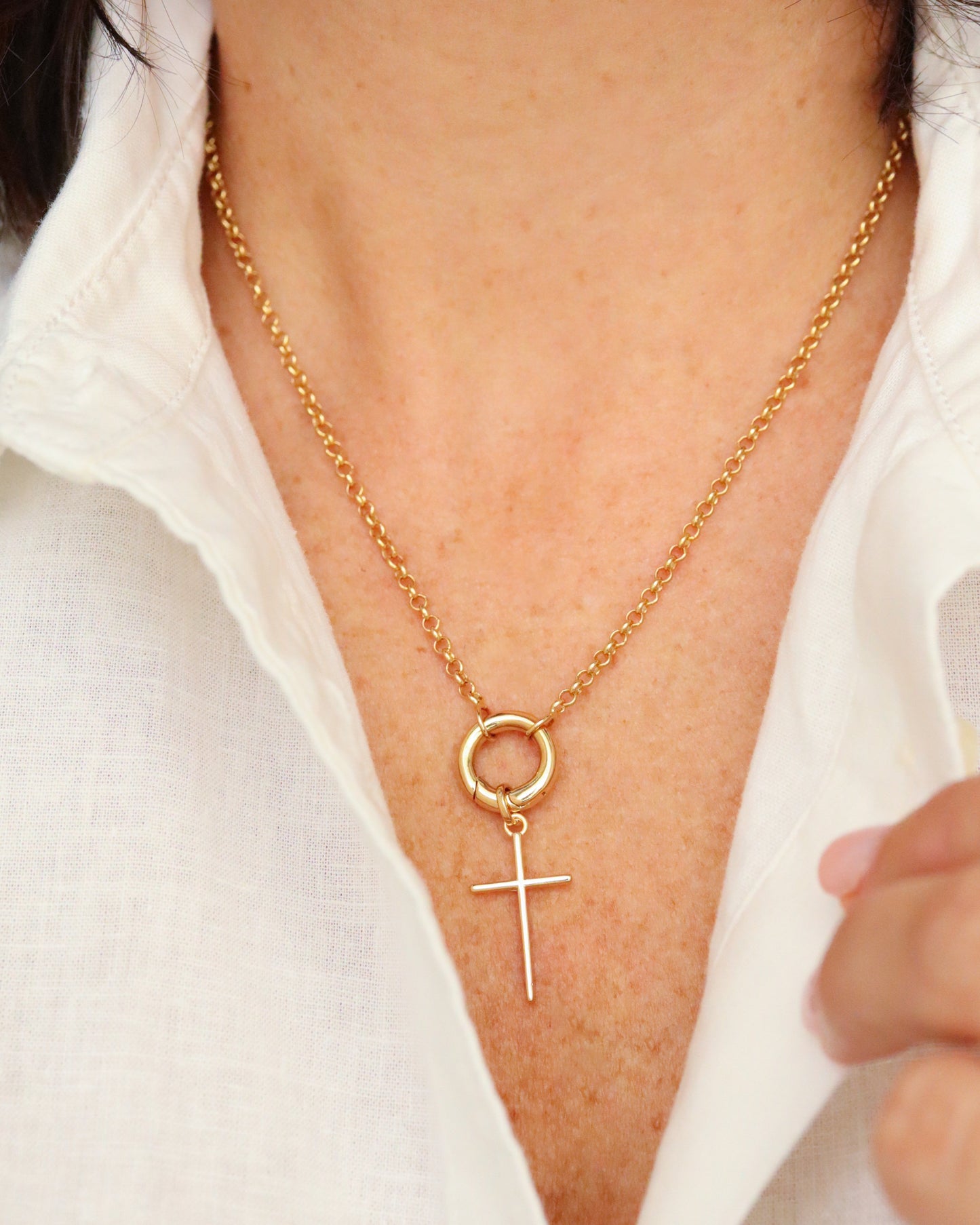 18k Gold Filled Thin Cross Pendant