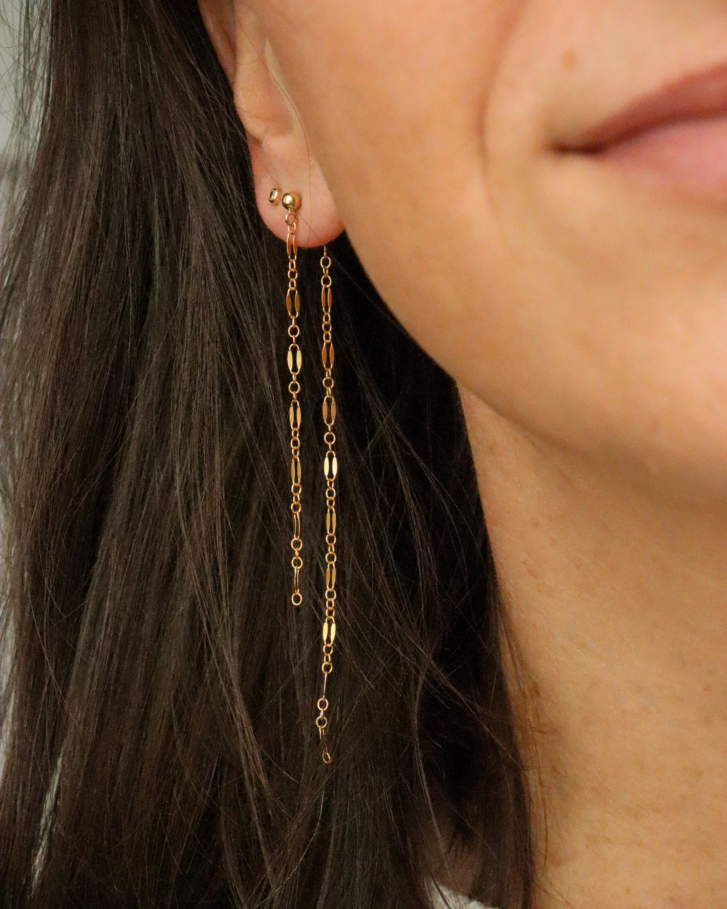 14K Gold Filled Double Chain Drop Earrings