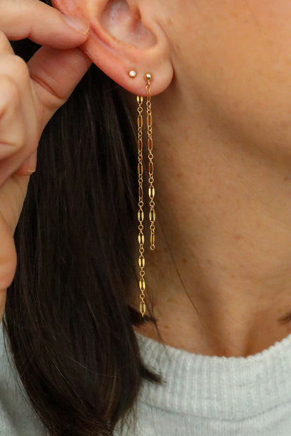 14K Gold Filled Double Chain Drop Earrings