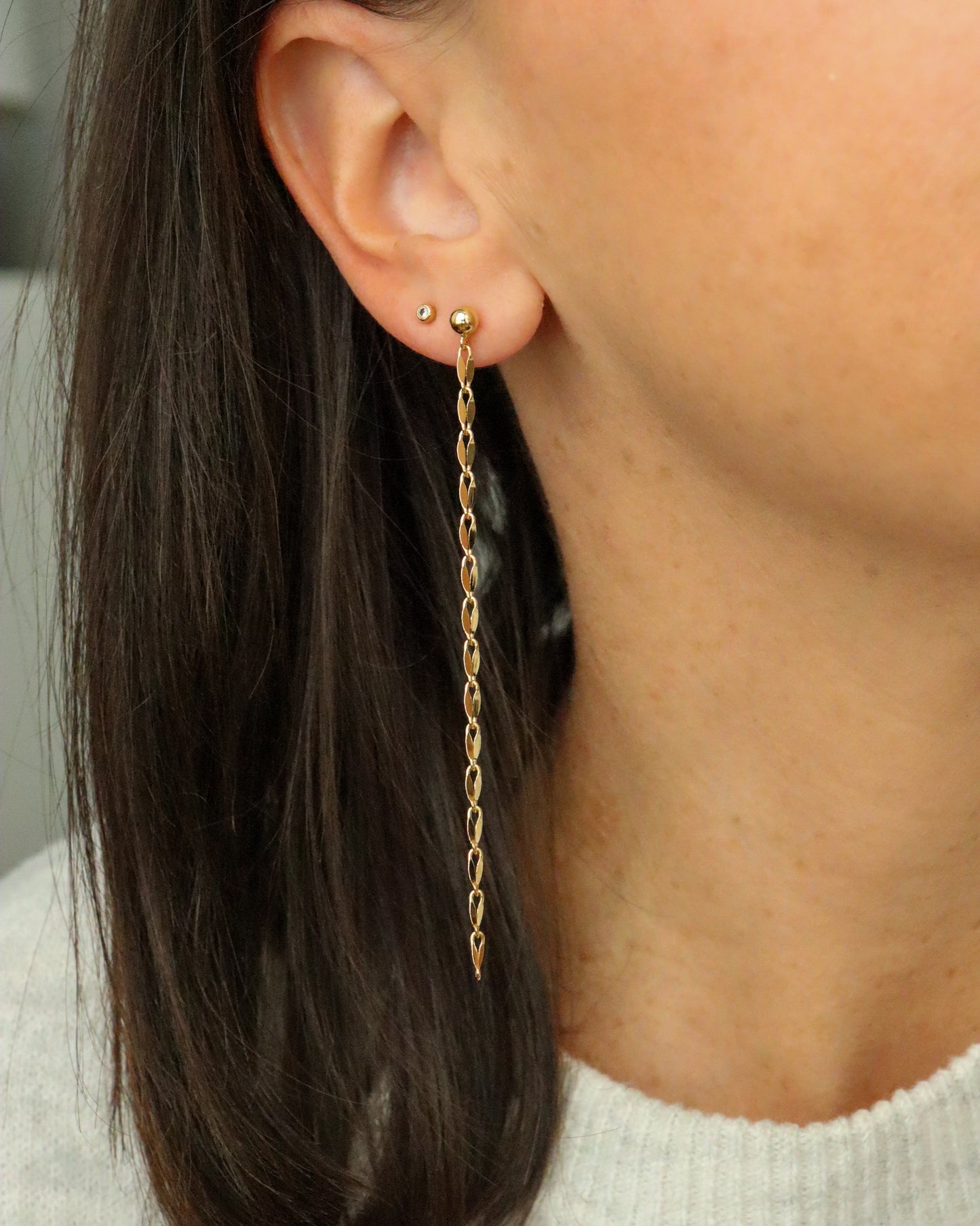 18k Gold Filled Long Chain Drop Earrings