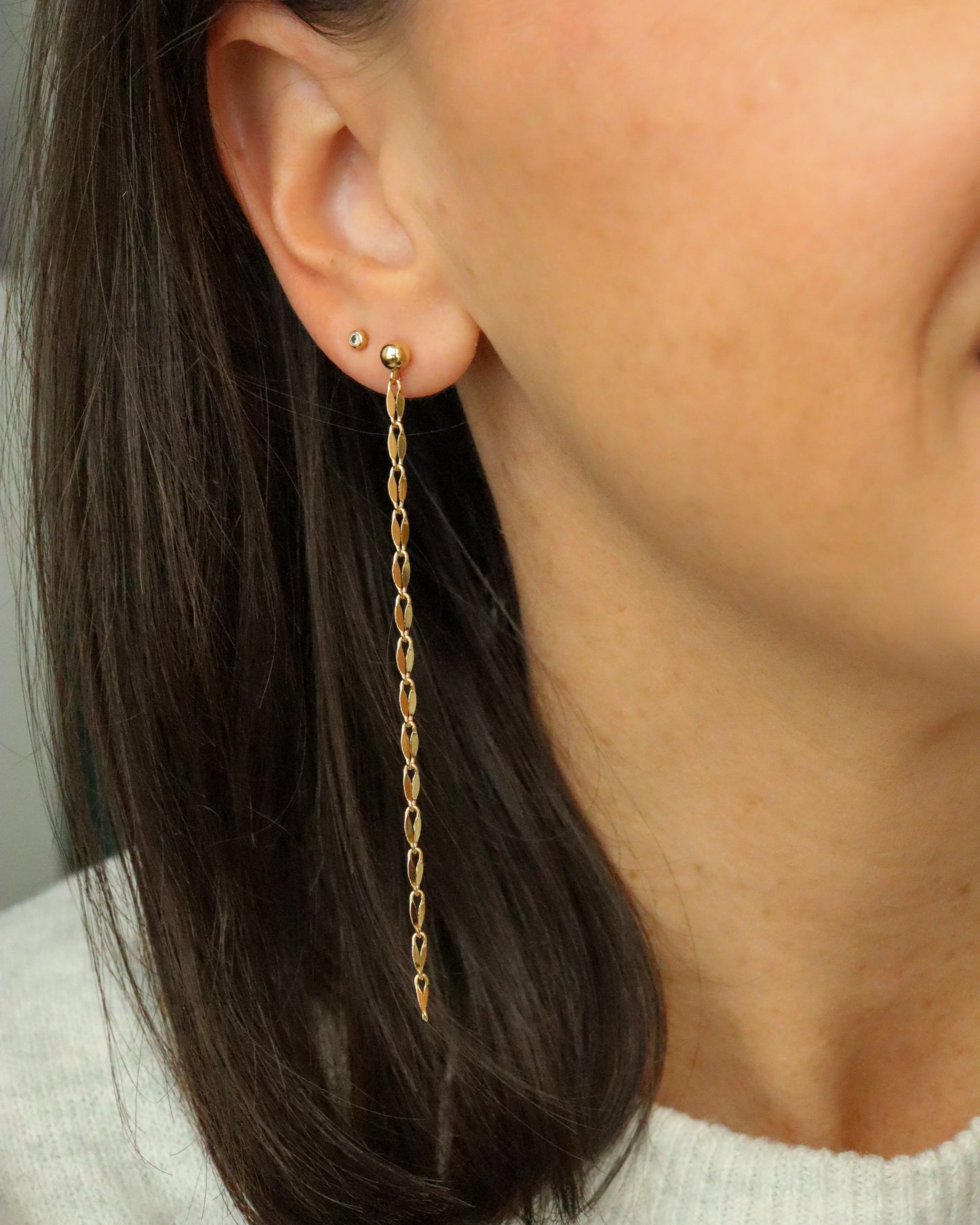 18k Gold Filled Long Chain Drop Earrings