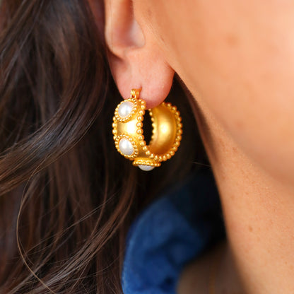 Pearl and Gold Hoops