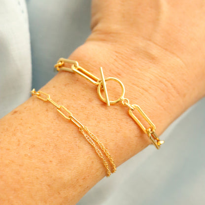 14k Gold Filled Large Paperclip Toggle Bracelet