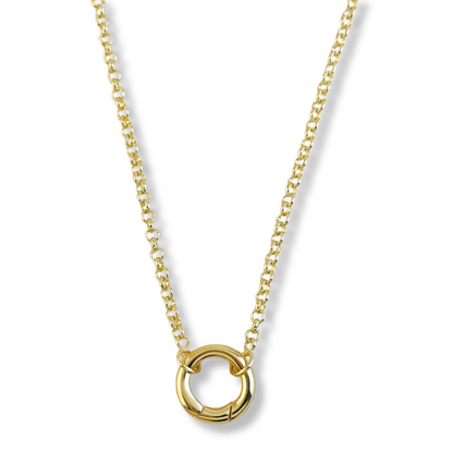 18k Gold Filled Carabiner Clasp Rolo Chain Necklace
