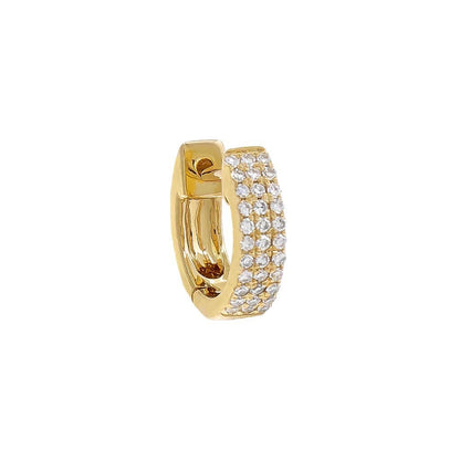 Triple Row Petite Pavé Diamond Huggie - 14k Yellow Gold