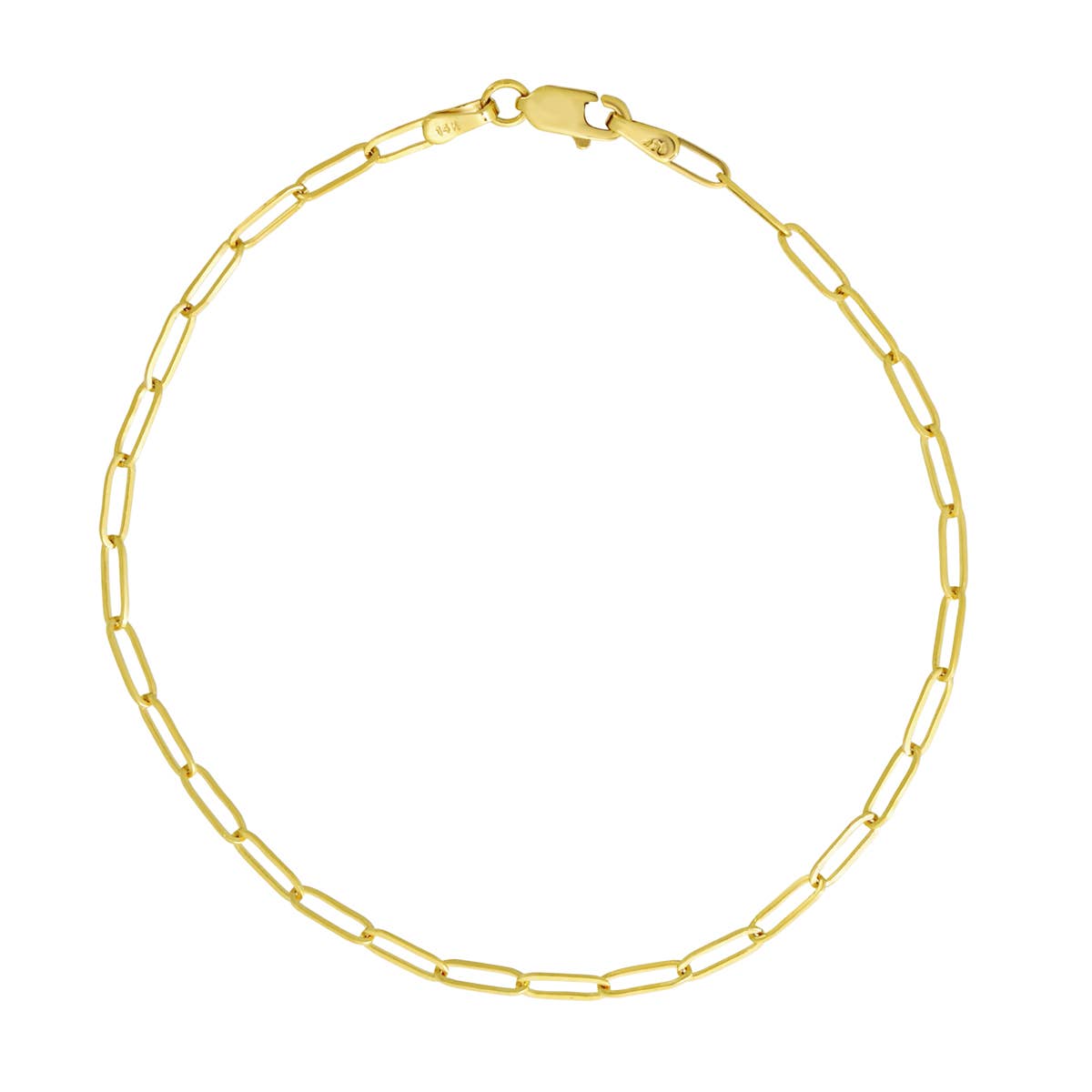 14k Solid Gold Paperclip Bracelet